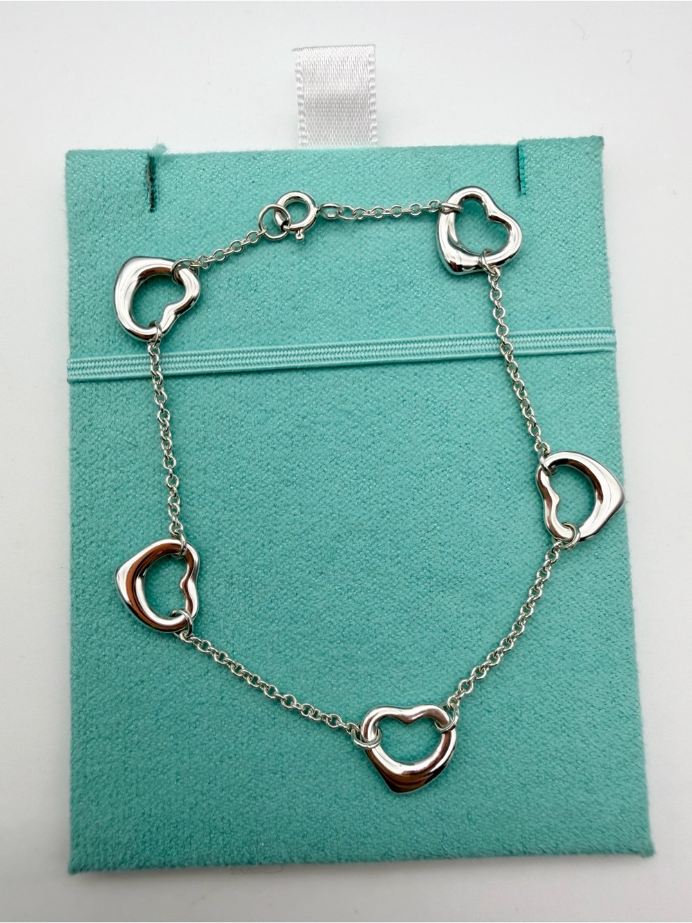 Tiffany & Co. 7.25” 5 open heart bracelet sterling silver